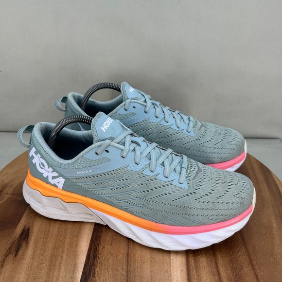 Hoka One One Shoes - Hoka One One Arahi 4 Womens Running Shoes Blue Pink Orange 1106474 BHLR Size 11